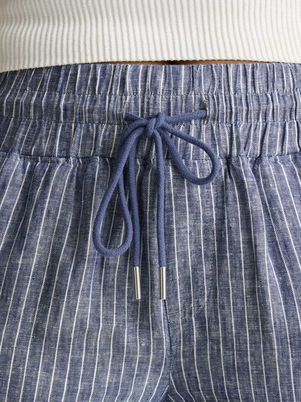 Linen Wide Leg Pants in Chambray Stripe - Picture 9 of 10
